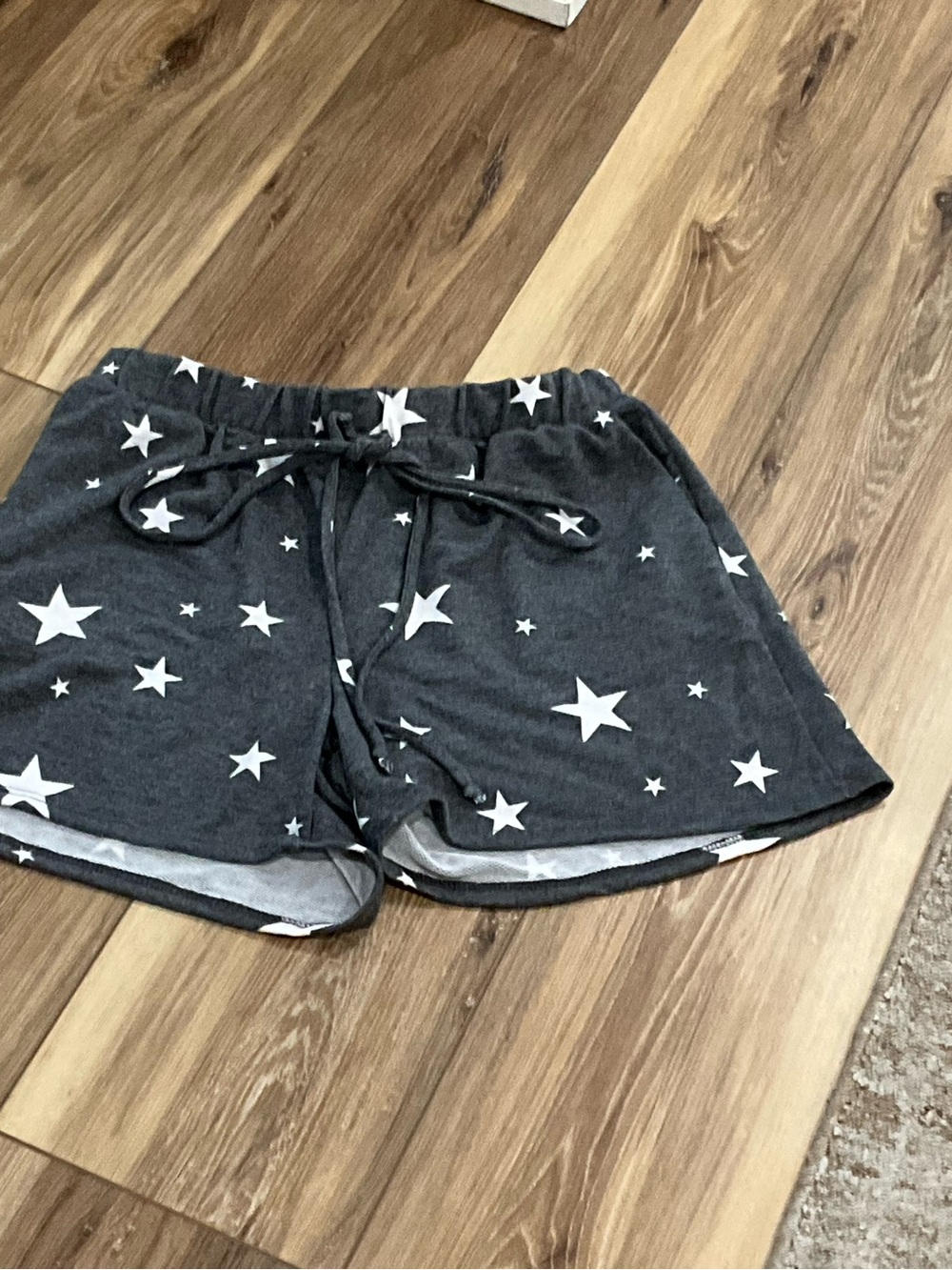 Women's Dark Grey Star-Print Athletic Shorts with Drawstring